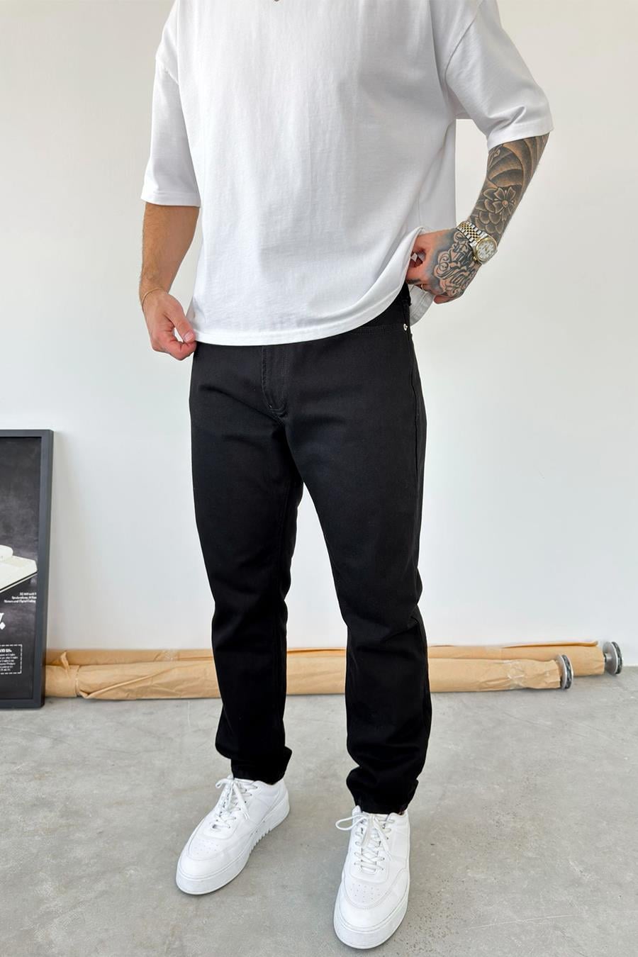Siyah Basic Boyfriend Pantolon