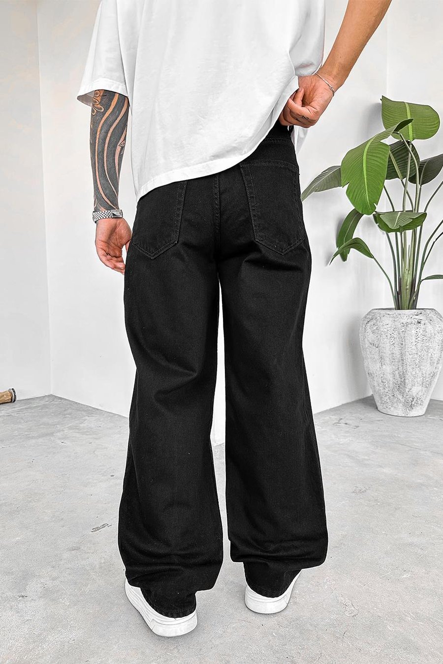 Siyah Basic Old School Baggy Pantolon