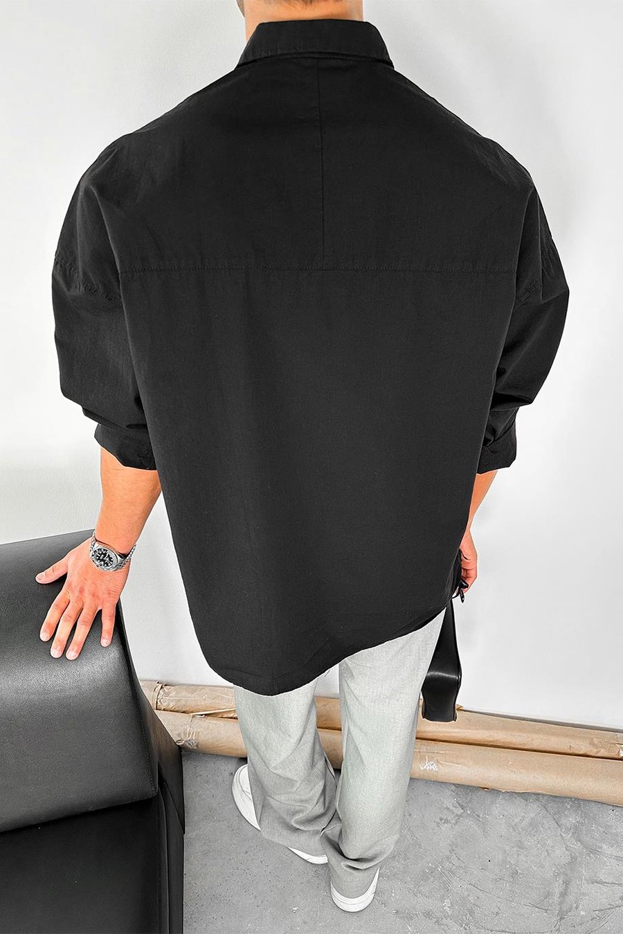 Siyah Basic Premium Relaxed Gömlek