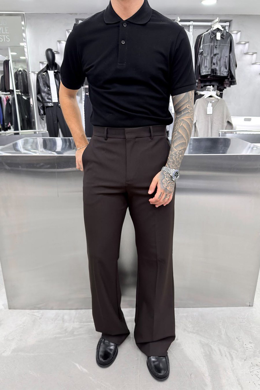 Siyah Basic Premium Relaxed Polo Yaka Tişört