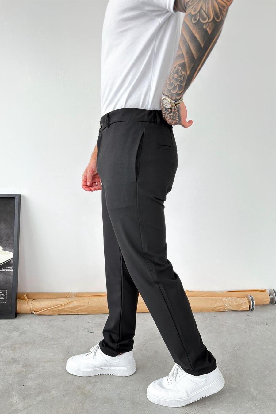 Siyah Basic Regular Kumaş Pantolon