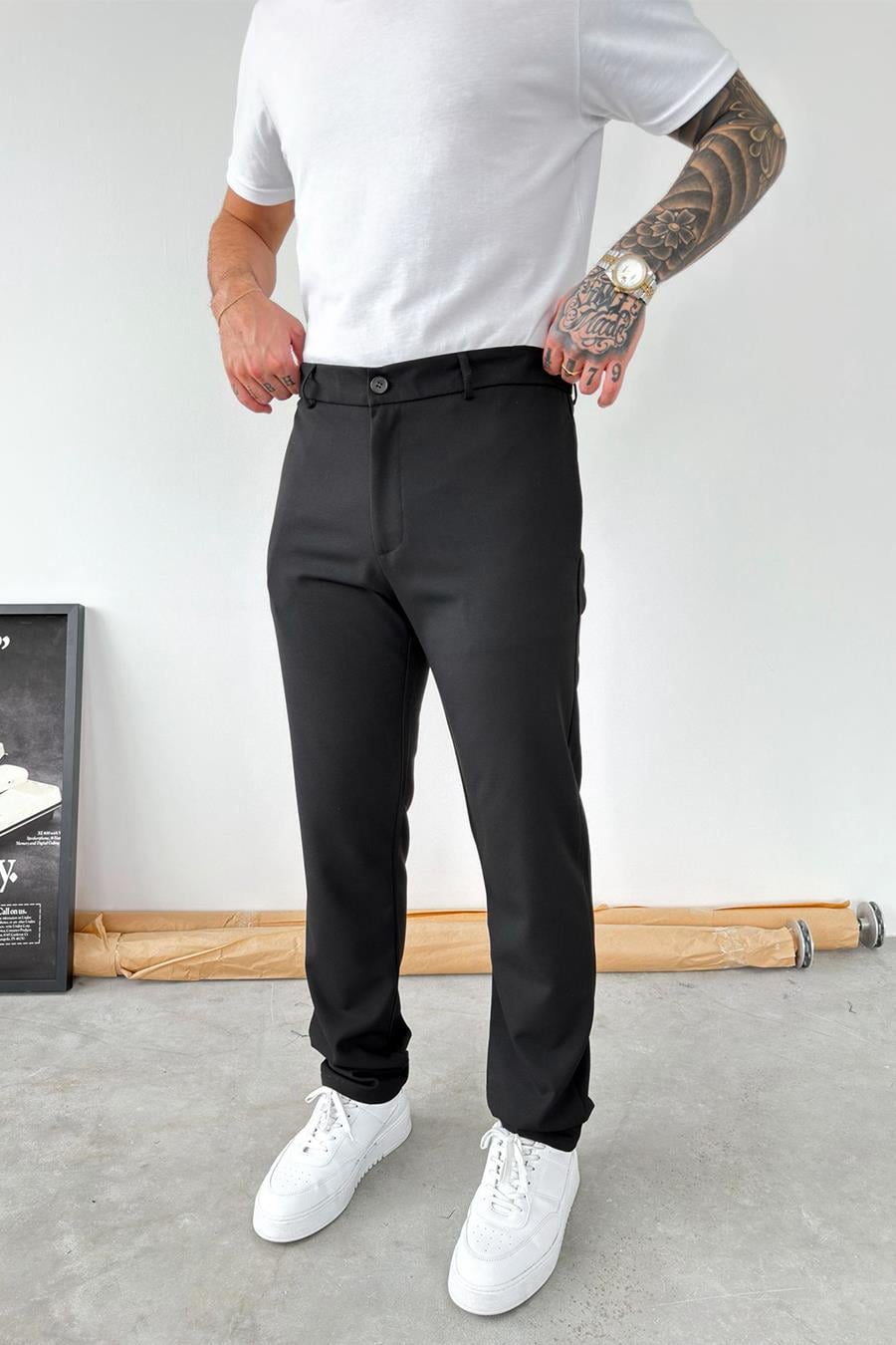 Siyah Basic Regular Kumaş Pantolon