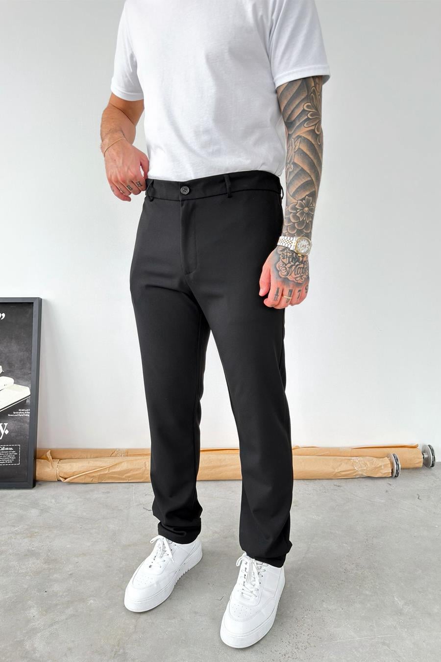 Siyah Basic Regular Kumaş Pantolon