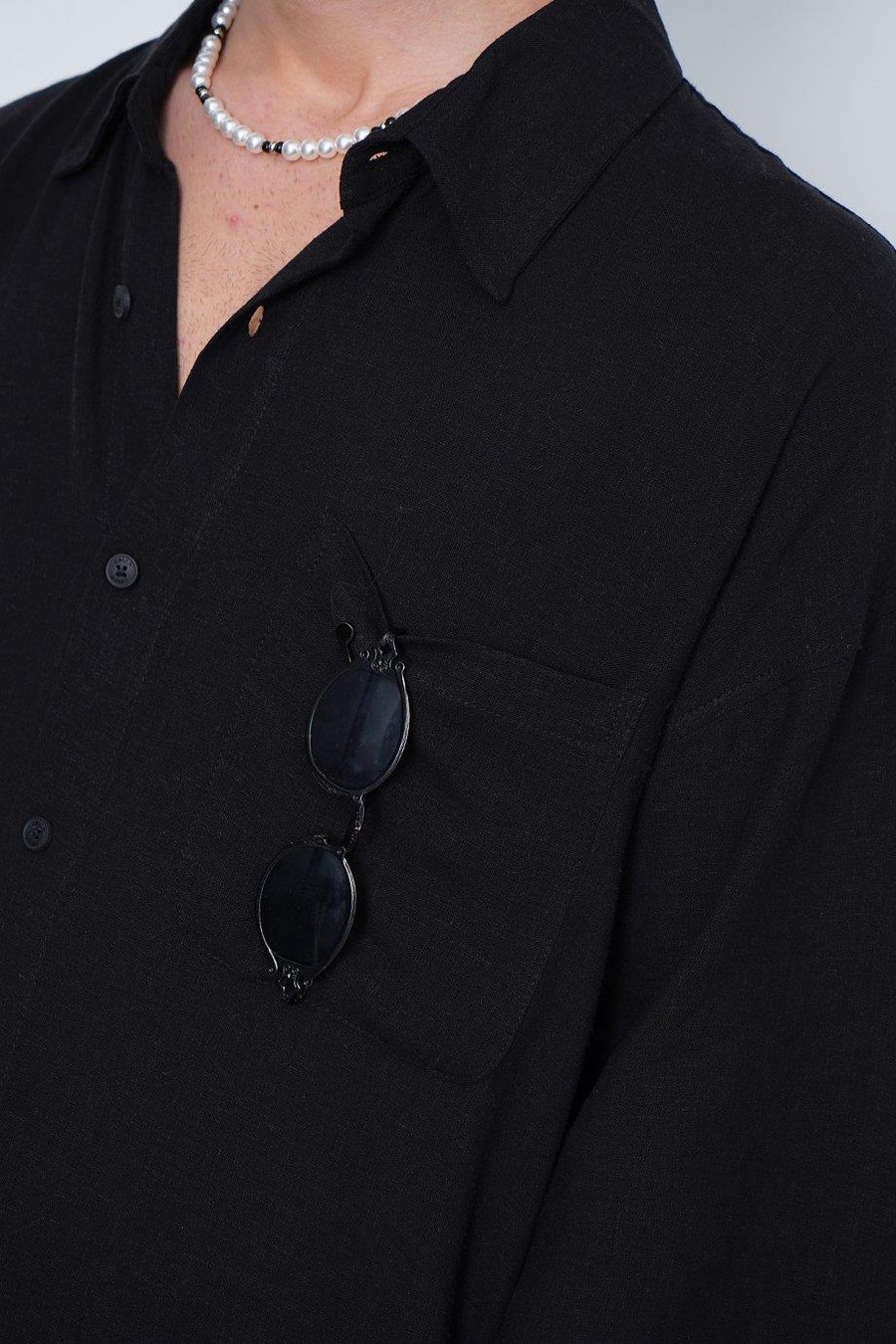 Siyah Basic Yarım Kollu 1B CH Oversize Gömlek