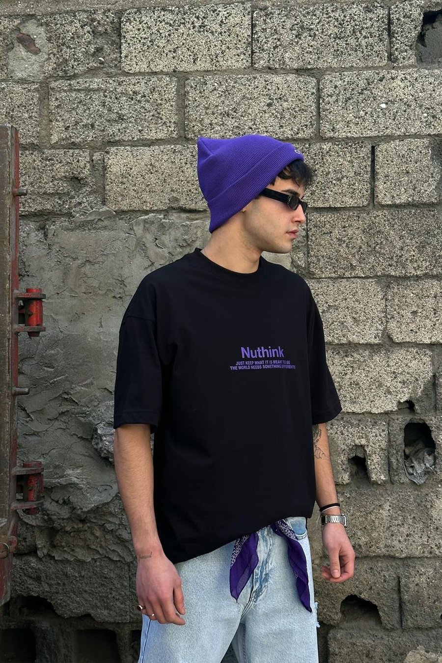 Siyah Beyaz Continuos Oversize Tişört