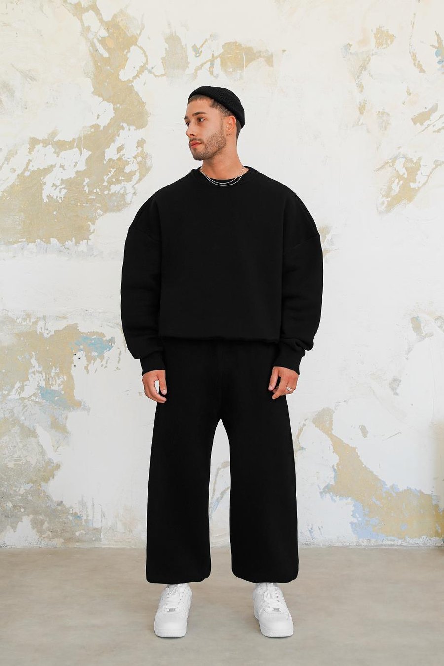 Siyah Cozy Basic Oversize Sweat