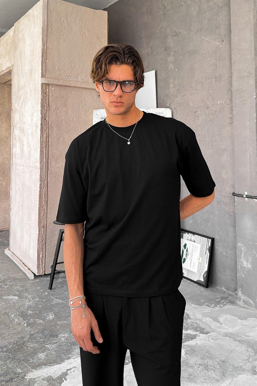 Siyah Cozy Basic Oversize Tişört