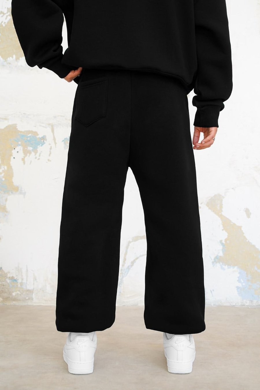 Siyah Cozy Basic Paça Stoperli Oversize Eşofman