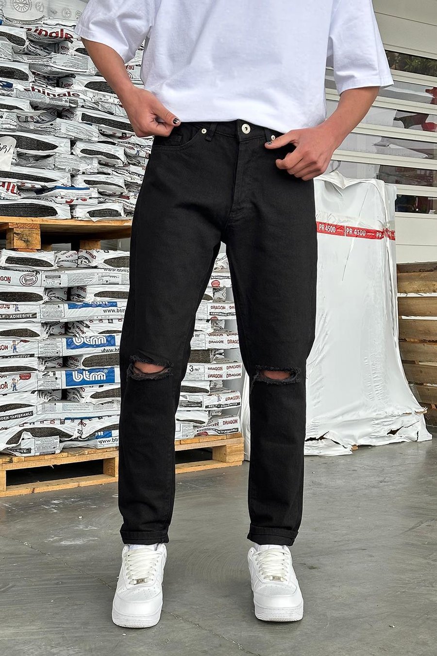 Siyah Dizi Yırtık 003 GD Regular Pantolon