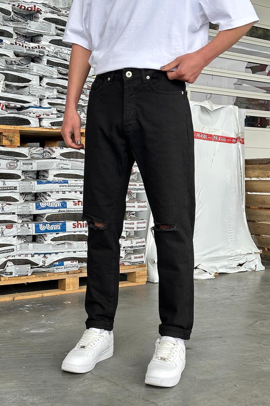Siyah Dizi Yırtık 003 GD Regular Pantolon