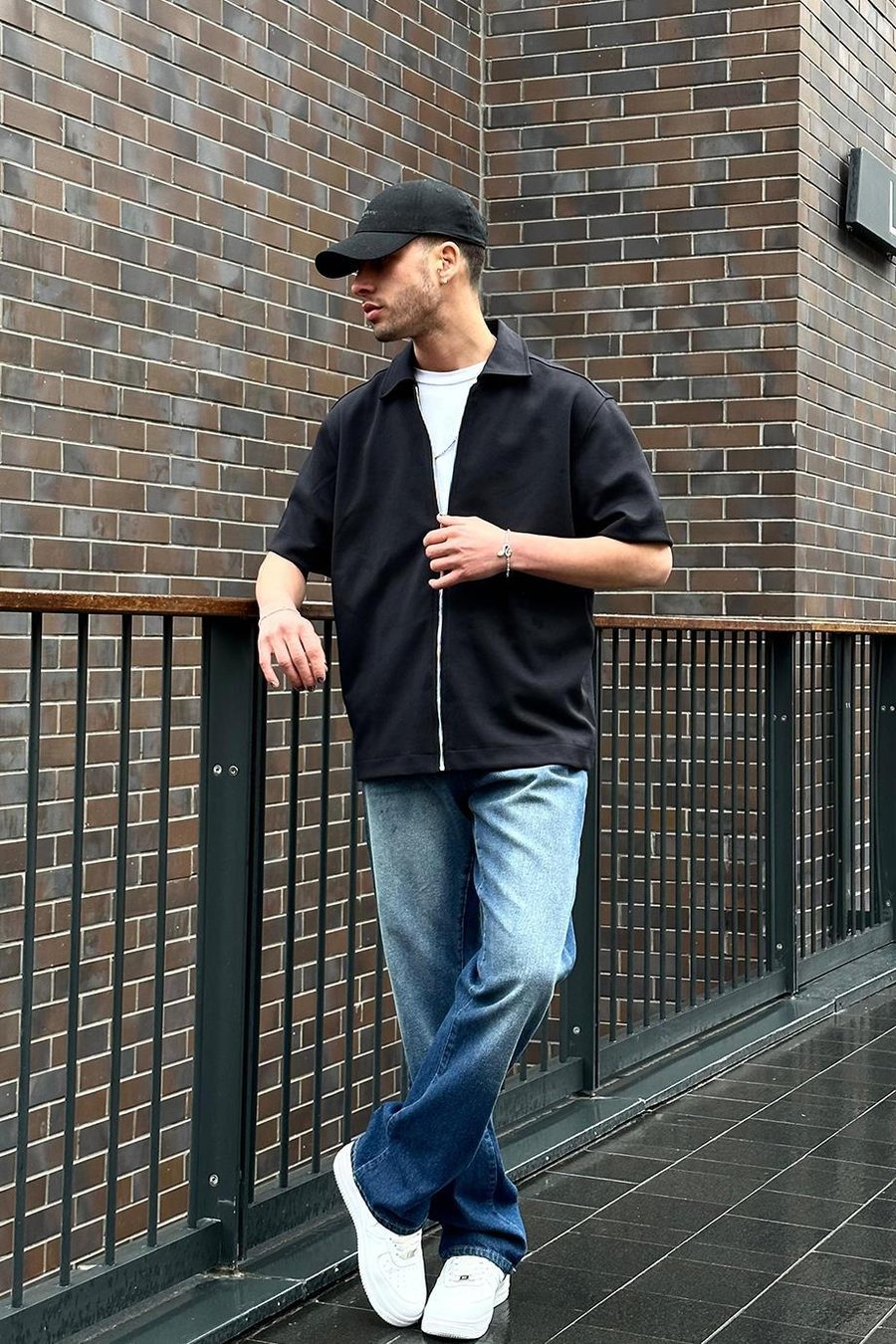 Siyah Fermuarlı B2 PM Oversize Gömlek