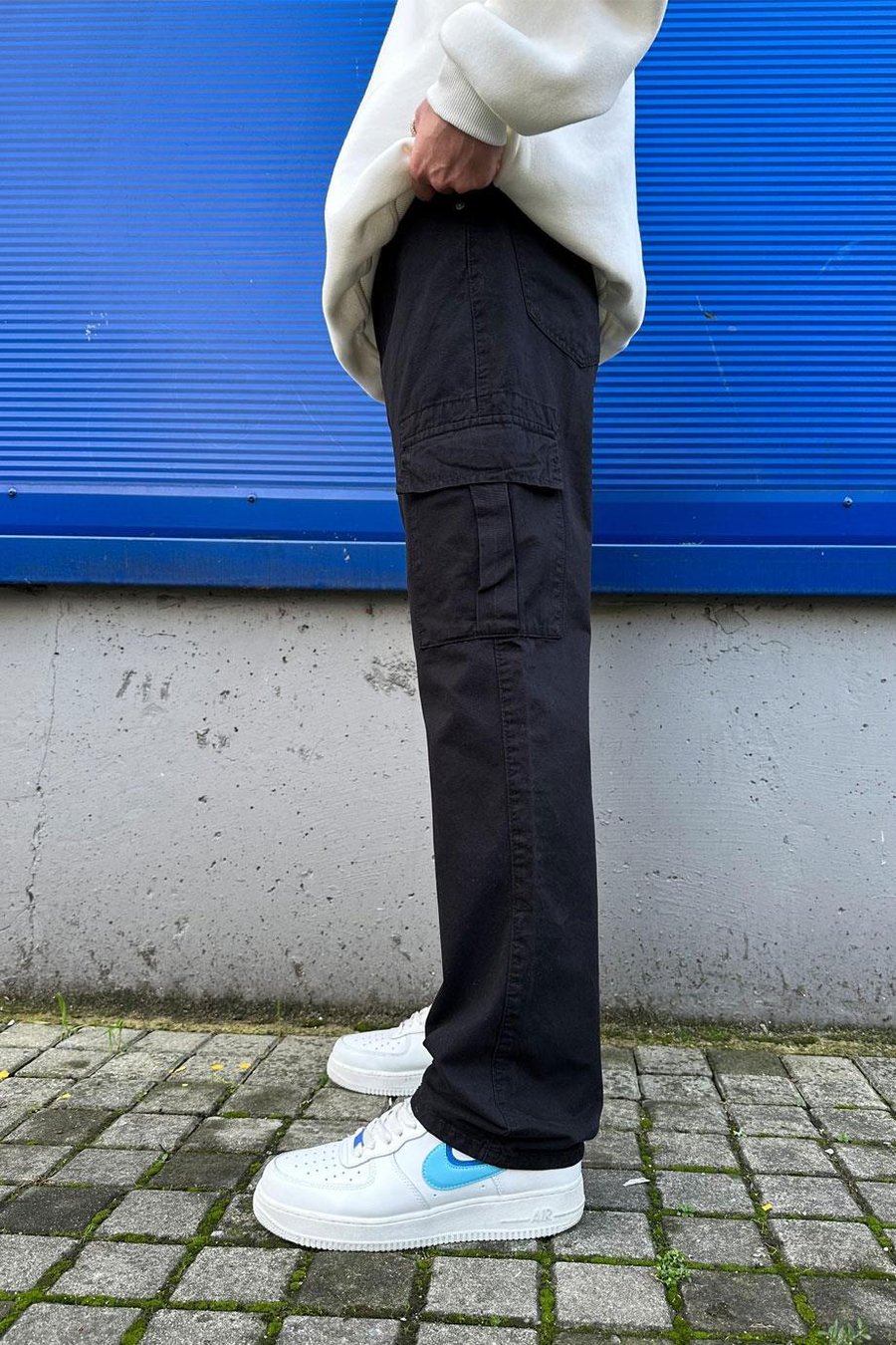 Siyah Kargo Cepli T1 GD Baggy Pantolon