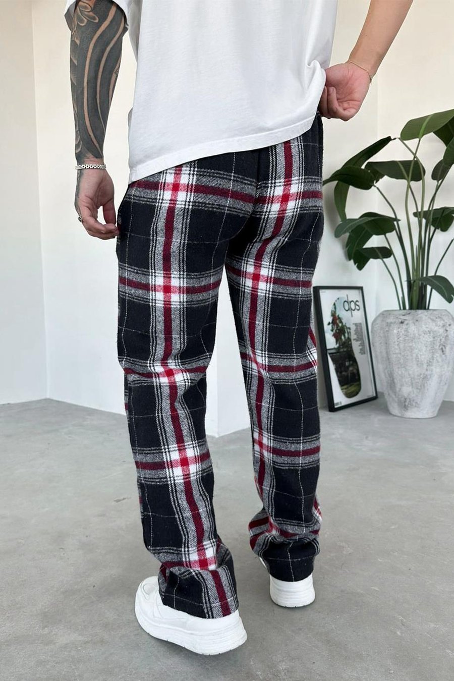 Siyah Kırmızı Çizgili Unisex Relaxed Pijama
