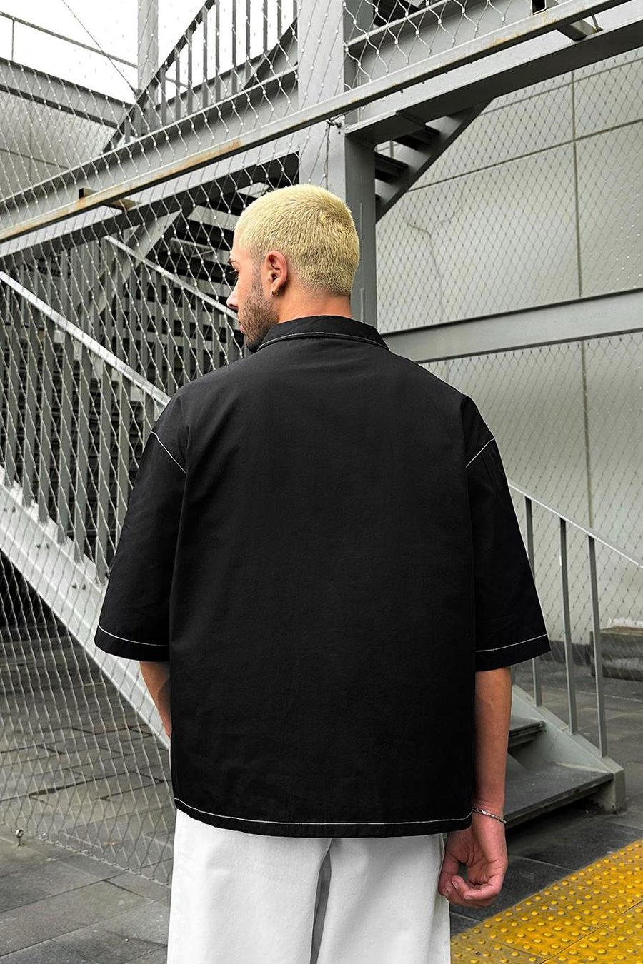 Siyah Los Santos Ters Dikiş EE Oversize Gömlek
