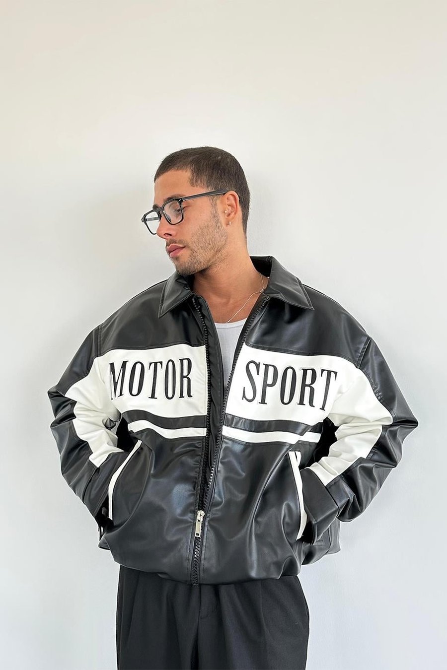 Siyah Motorsport Bomber Yarışçı Ceket