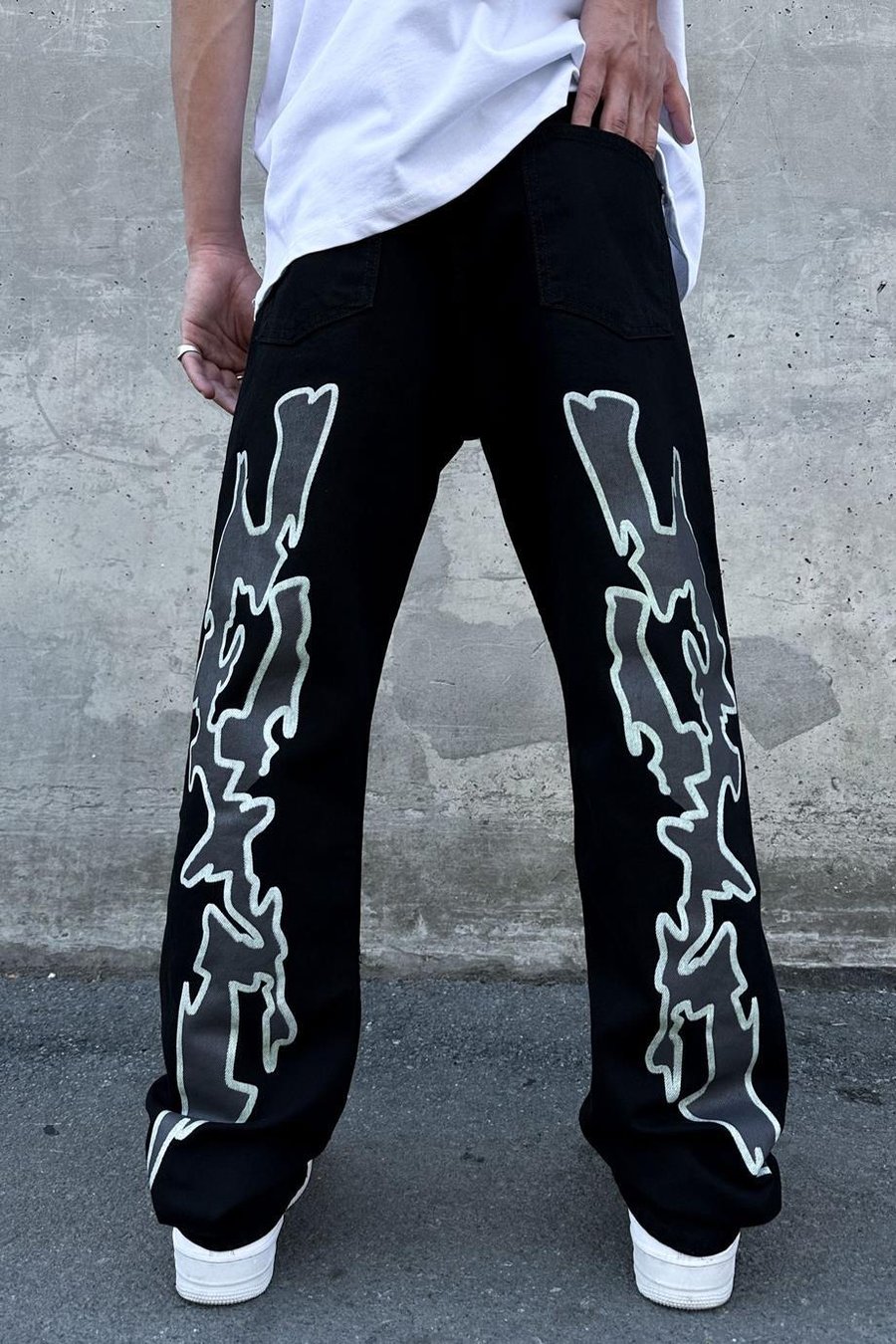 Siyah Neon Chaos Night Baggy Pantolon