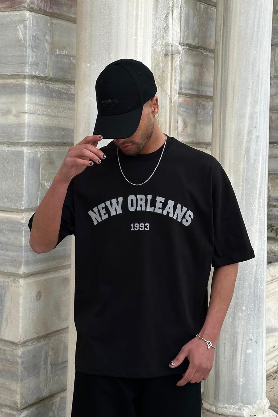 Siyah New Orleans 01 PM Oversize Tişört