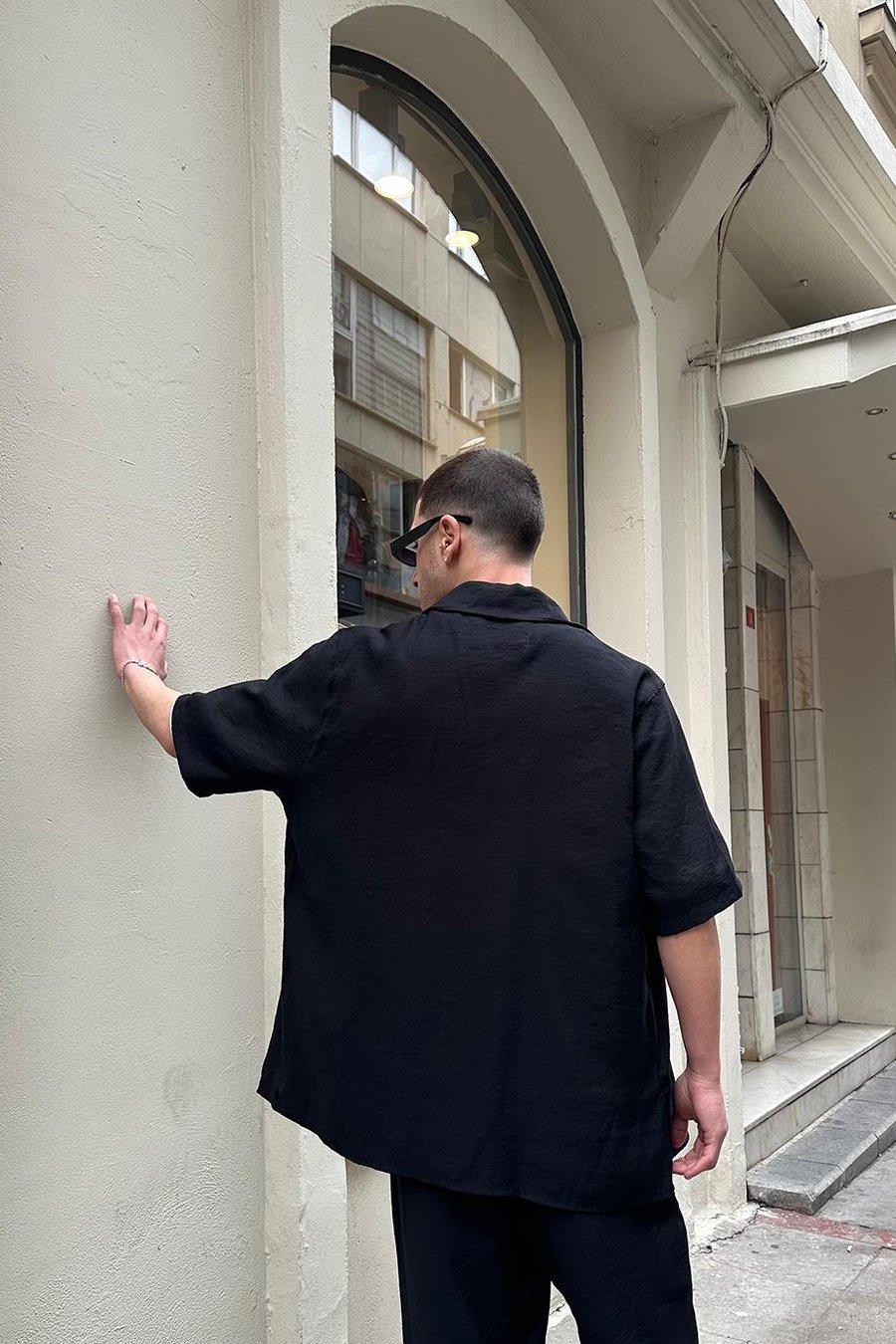 Siyah Ön Cep Detay B4 PH Boxy Fit Oversize Gömlek