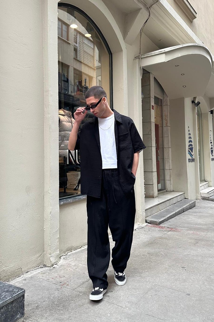 Siyah Ön Cep Detay B4 PH Boxy Fit Oversize Gömlek