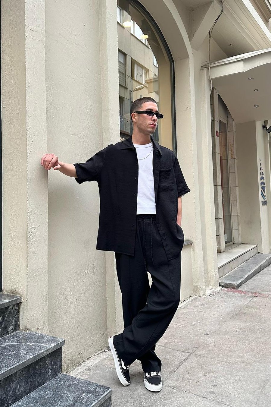 Siyah Ön Cep Detay B4 PH Boxy Fit Oversize Gömlek