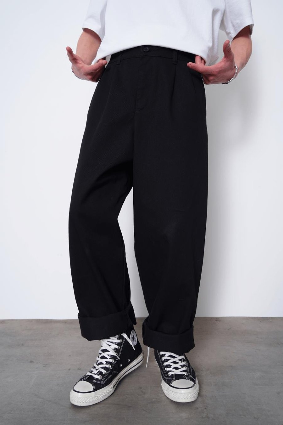 SİYAH Pile Detay 005 GO Gabardin Pantolon