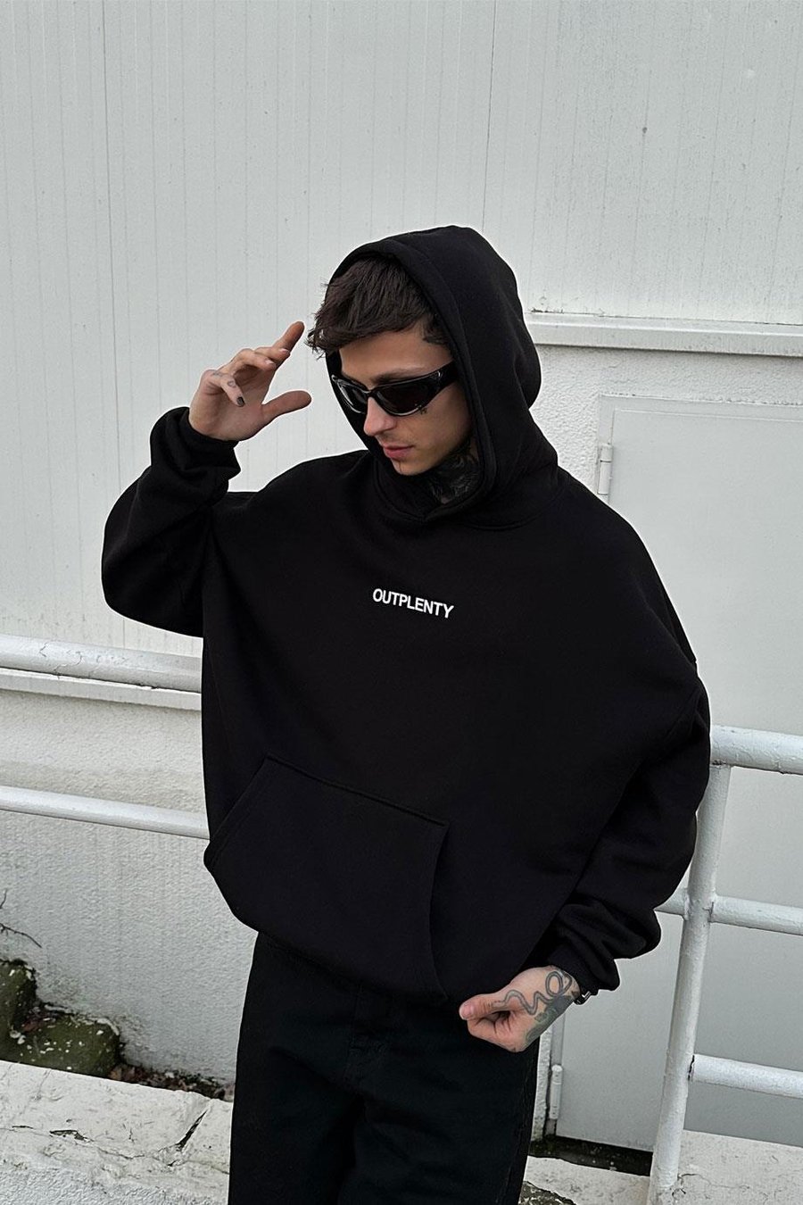 Siyah Plenty HAFKA PREMİUM 3 İplik Şardonlu Oversize Sweatshirt