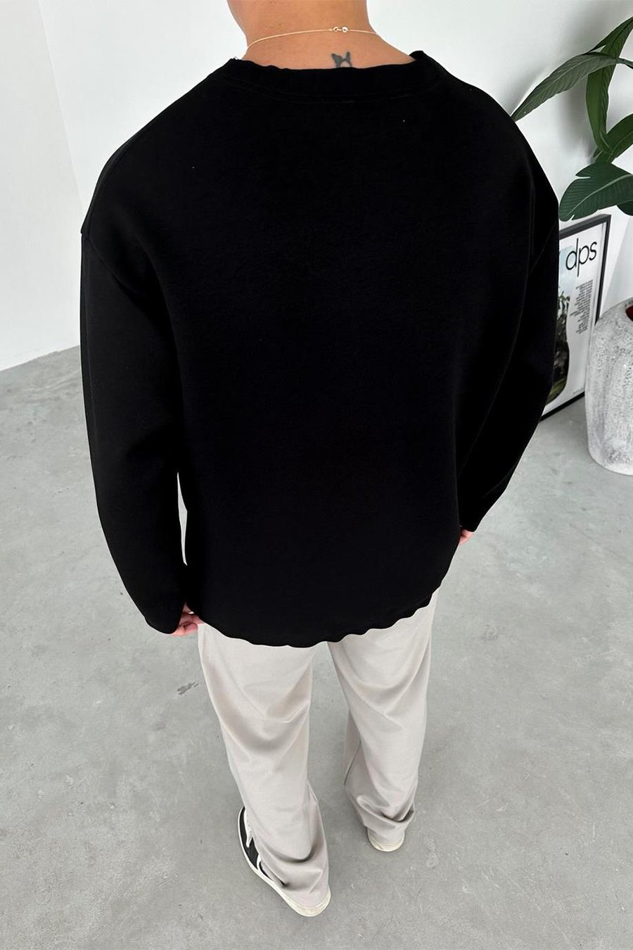 Siyah Premium Basic Uzun Kollu Relaxed Tişört