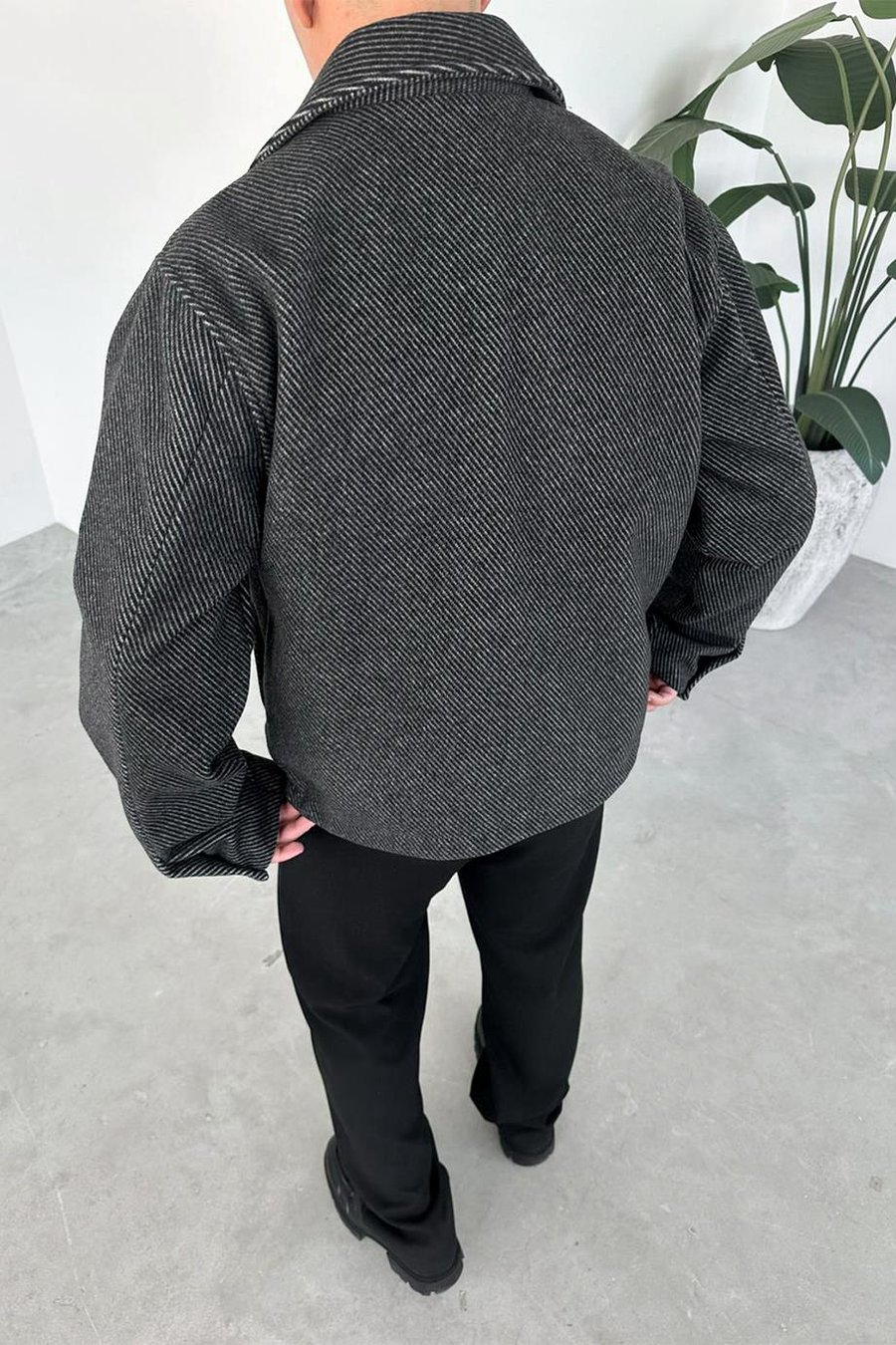 Siyah Premium Kaşe Kumaş Relaxed Ceket