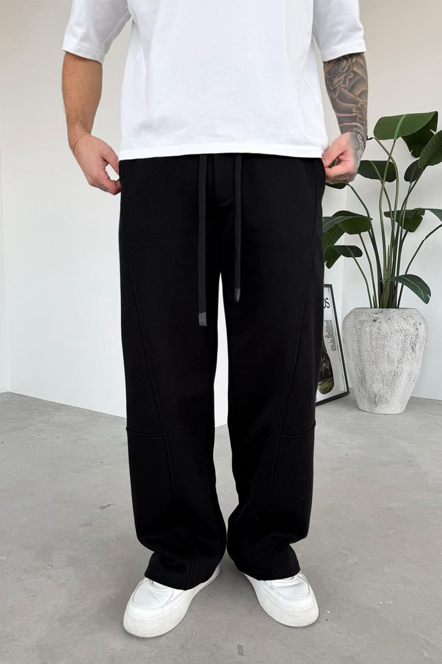Siyah Premium Patch Detay Baggy Eşofman