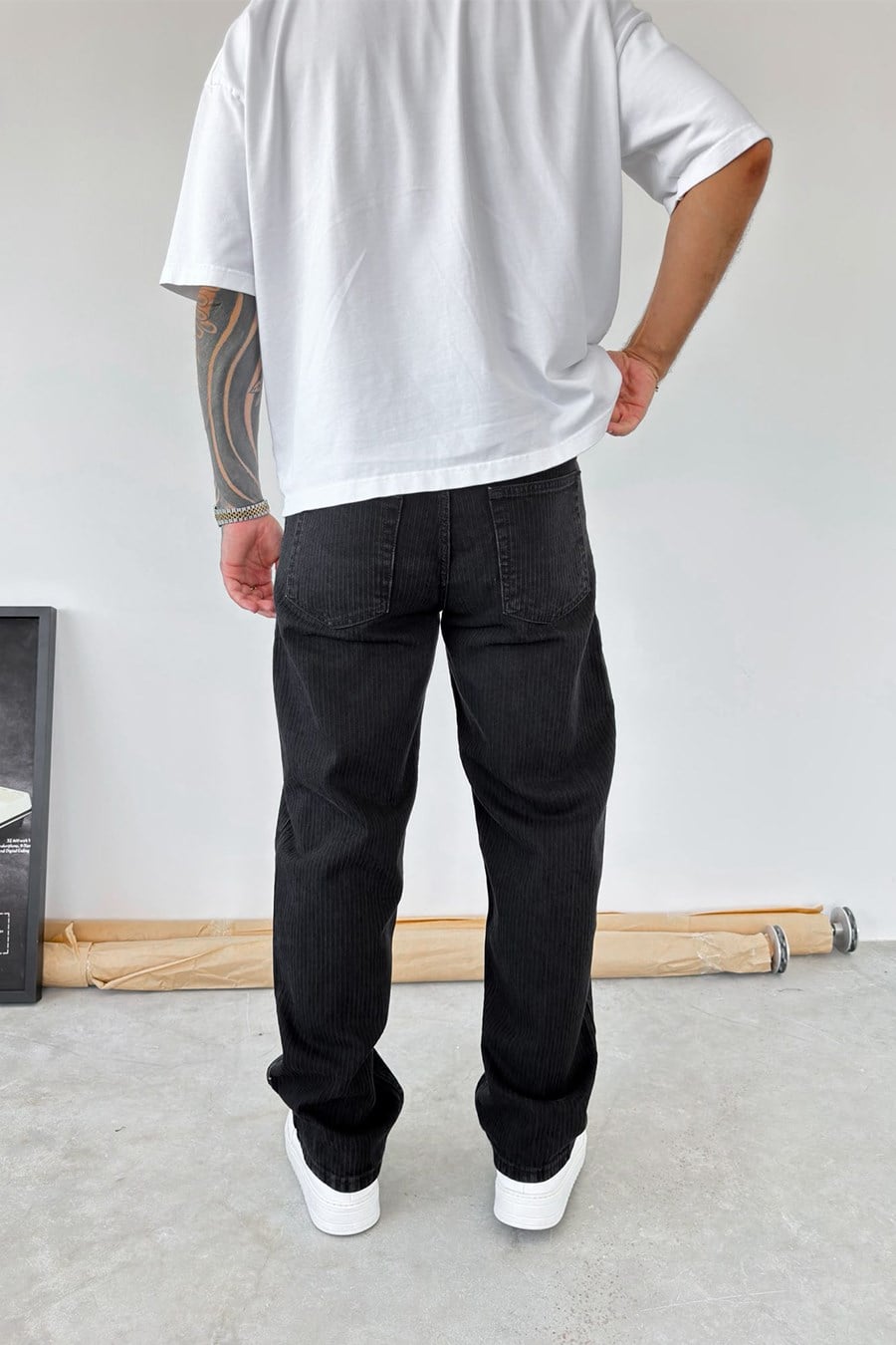 Siyah Premium Tasarım Baggy Fit Pantolon