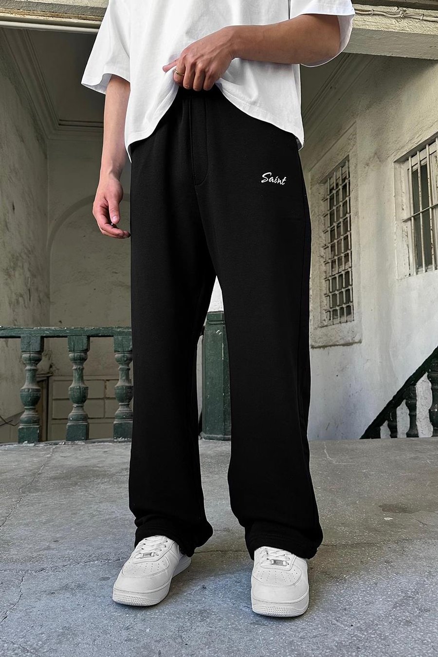 Siyah Saint OUTPLENTY PREMİUM Paçası Ayarlanabilir Baggy Eşofman