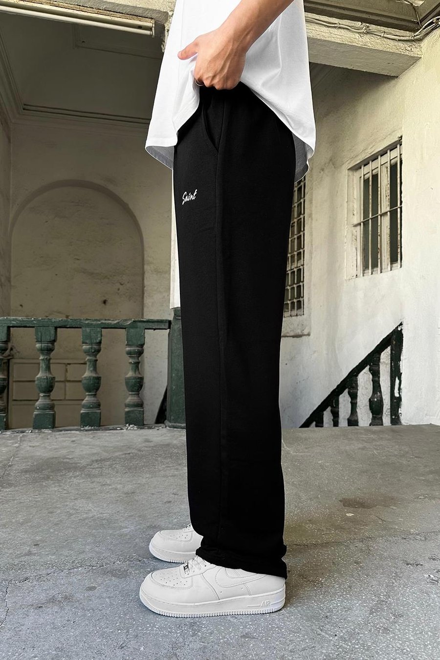 Siyah Saint OUTPLENTY PREMİUM Paçası Ayarlanabilir Baggy Eşofman