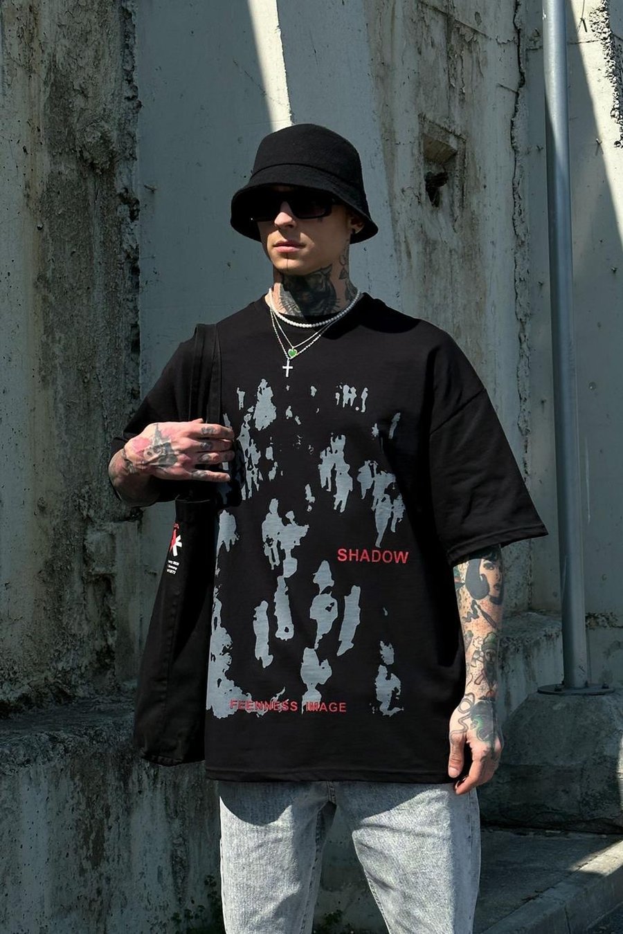 Siyah Shadow Oversize Tişört