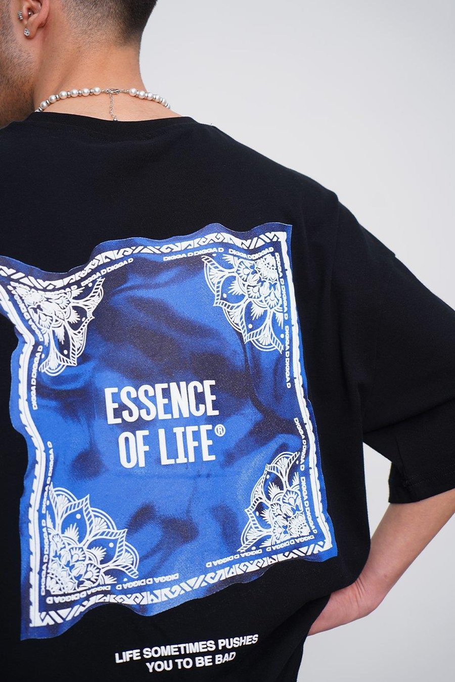 Siyah Siyah Etnik Of Life EE Oversize Tişört
