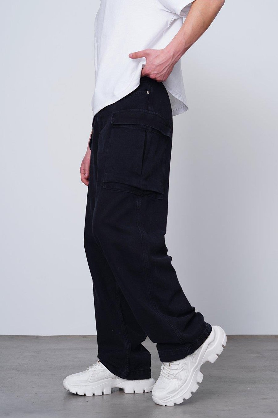 Siyah Siyah Kargo Cepli Z7 GD Baggy Pantolon