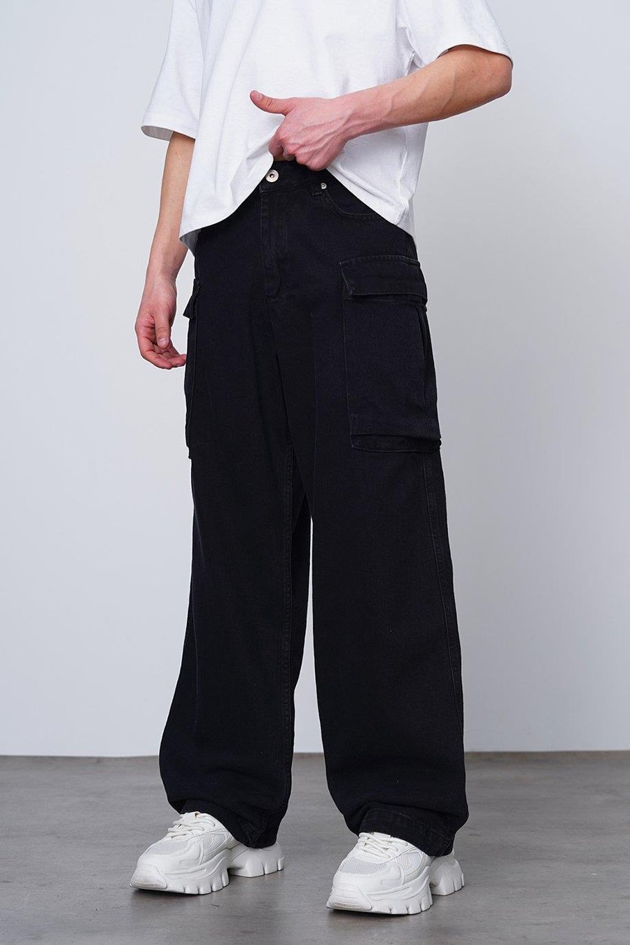 Siyah Siyah Kargo Cepli Z7 GD Baggy Pantolon