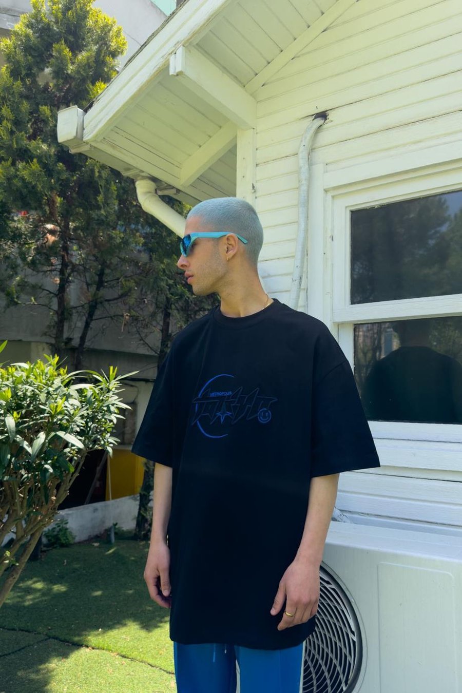 Siyah Siyah Tokyo Nakış Detay ML Premium Oversize Tişört