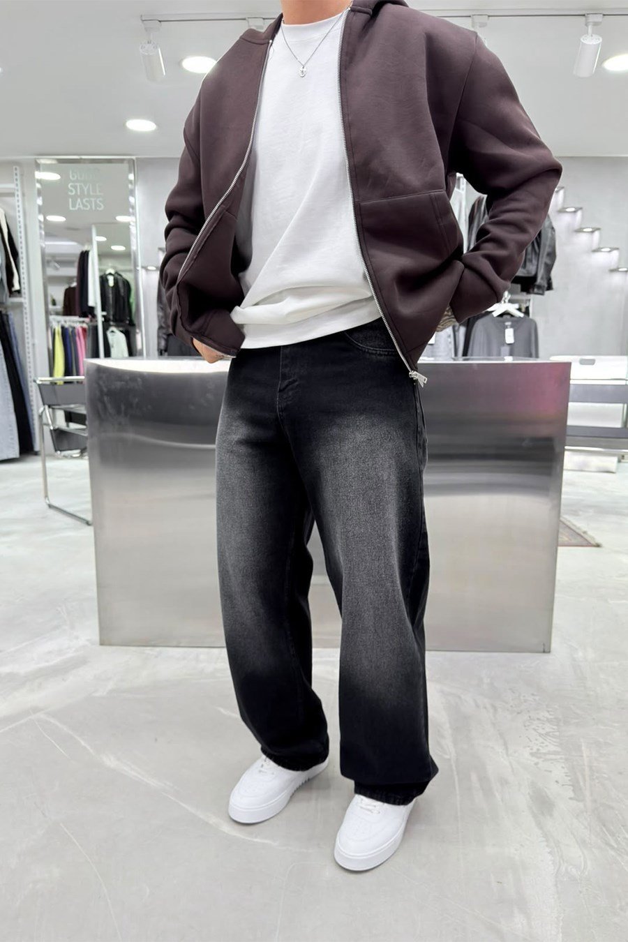 Siyah Soft Degrade Basic Baggy Pantolon