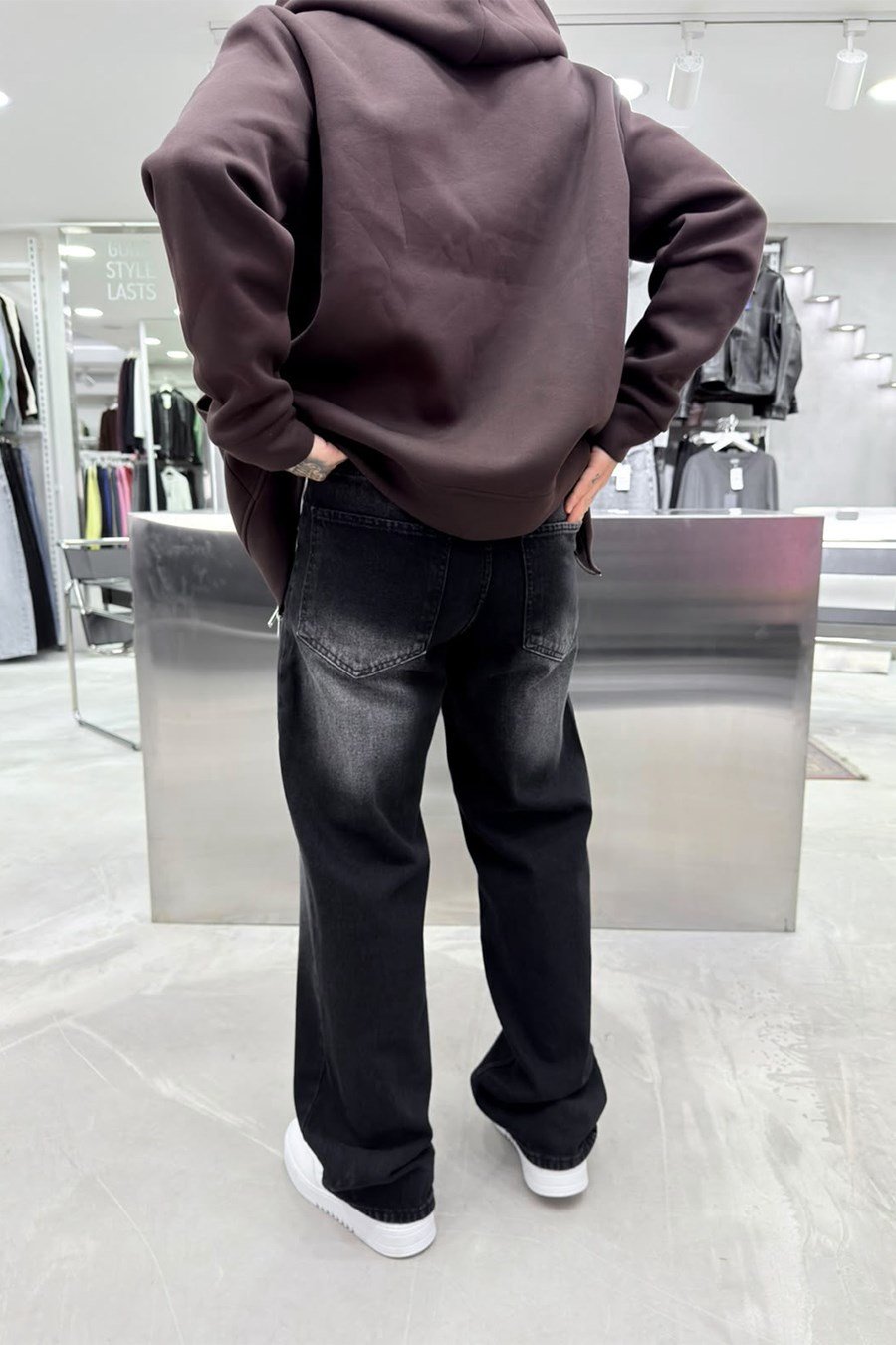 Siyah Soft Degrade Basic Baggy Pantolon