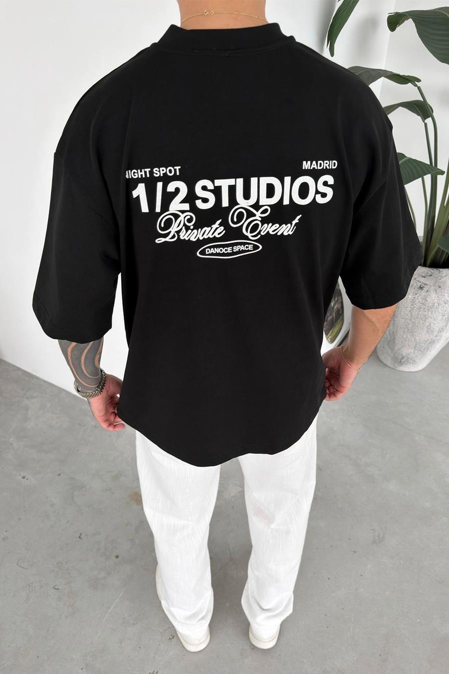 Siyah Studios Baskılı Premium Oversize Tişört