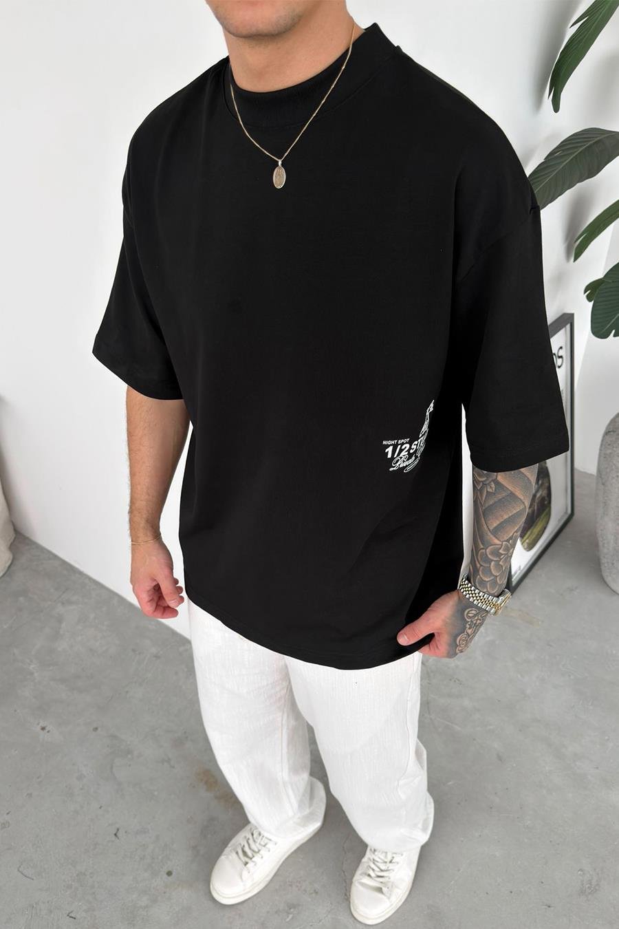 Siyah Studios Baskılı Premium Oversize Tişört