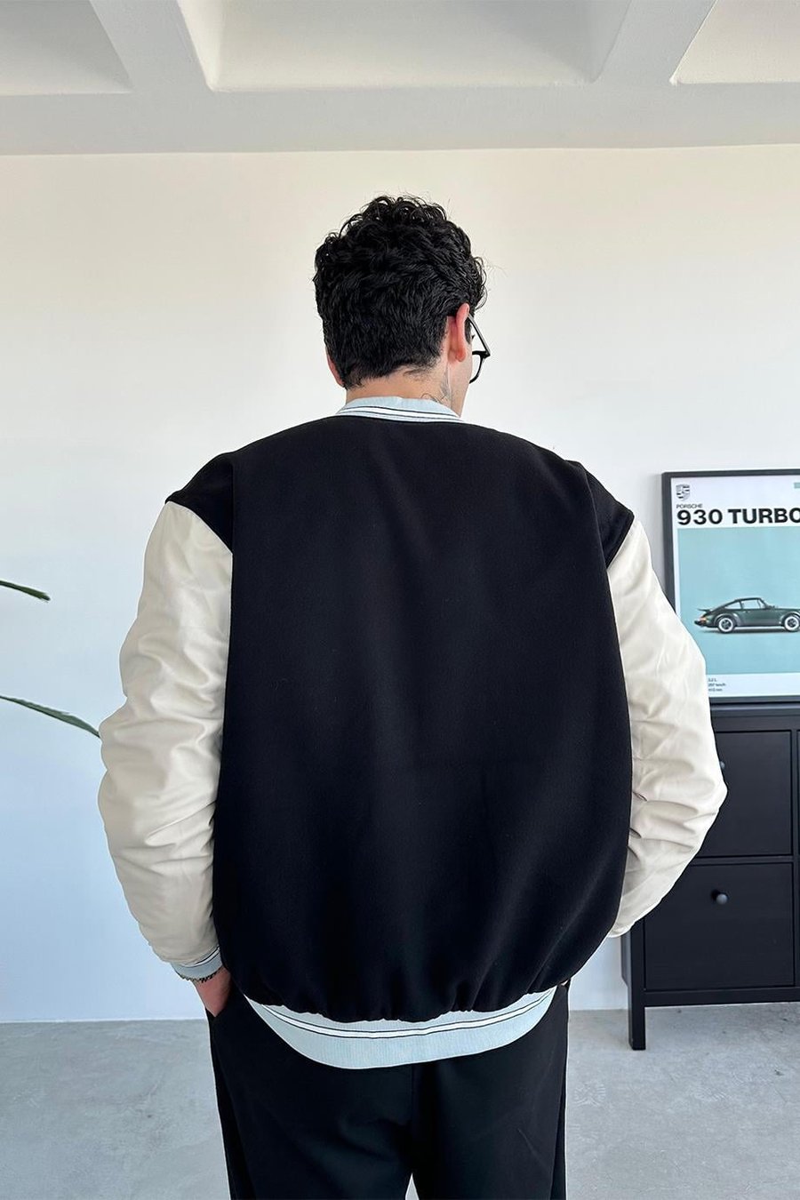 Siyah Surfs Up Nakış Detay Kolej Ceket