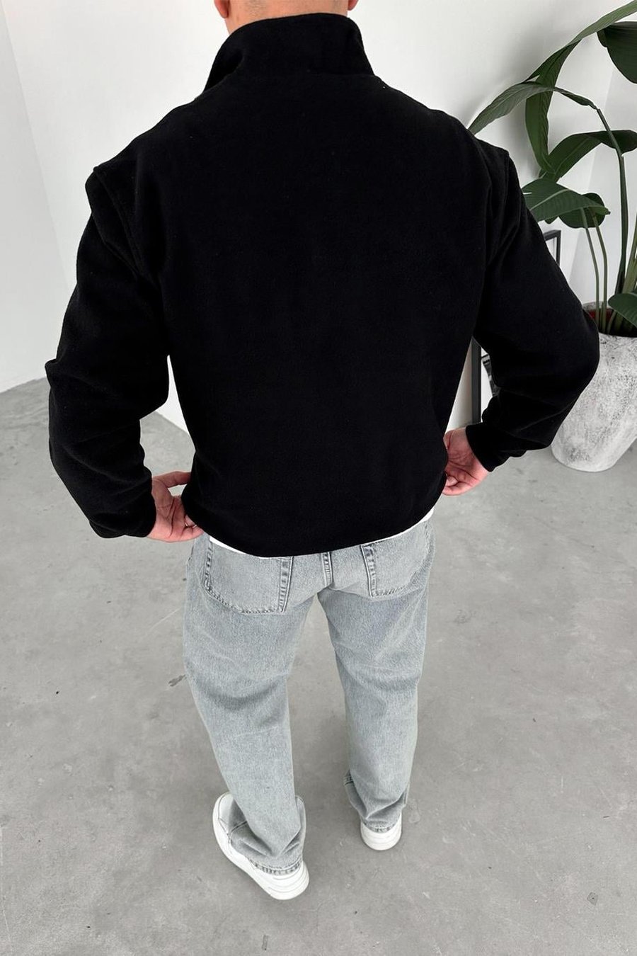 Siyah Yacht Club Yarım Fermuar Relaxed Sweatshirt