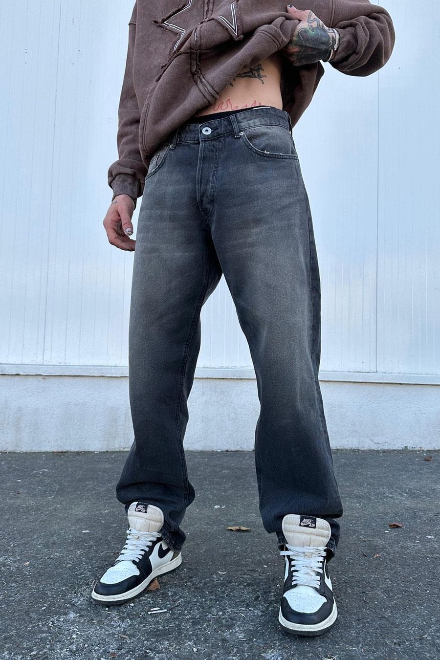 Soft Degrade Füme GD Baggy Pantolon