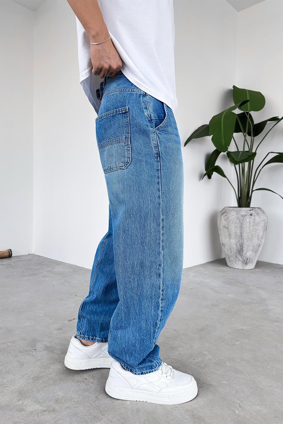 Soft Degrade Mavi Kemer Detay Baloon Fit Pantolon