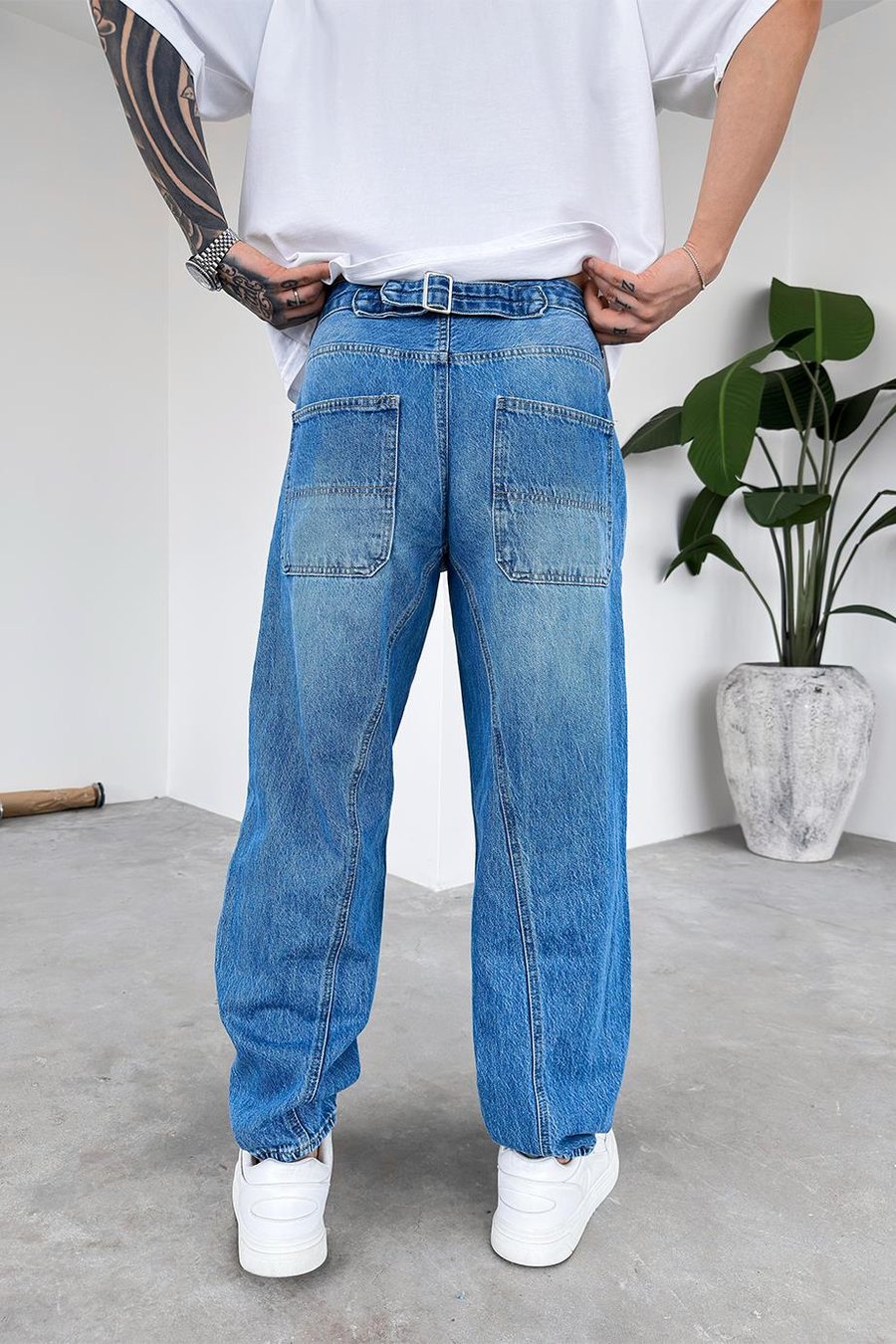 Soft Degrade Mavi Kemer Detay Baloon Fit Pantolon
