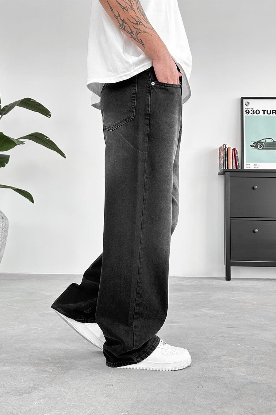 Soft Füme Basic Ekstra Bol Baggy Pantolon