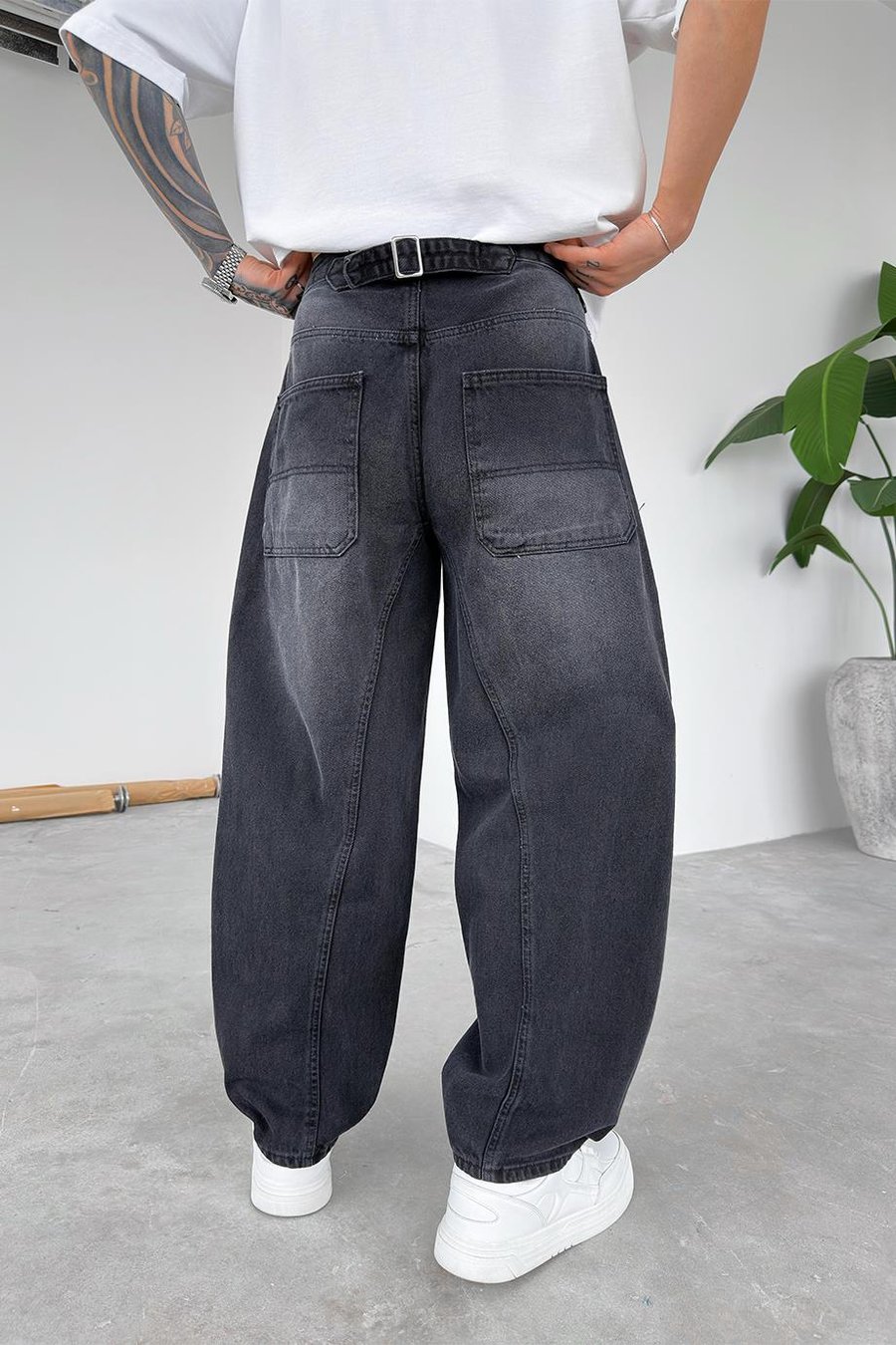 Soft Füme Kemer Detay Baloon Fit Pantolon