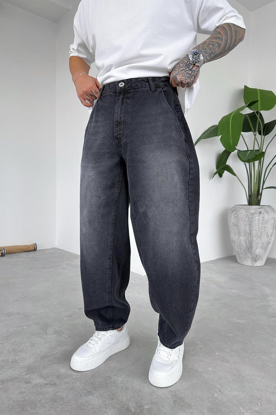 Soft Füme Kemer Detay Baloon Fit Pantolon