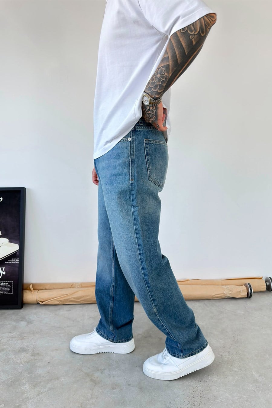 Soft Mavi Basic Baggy Fit Pantolon